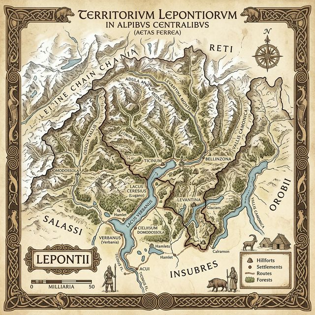 Mappa dei Leponzi nelle Alpi